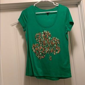 Green glittery clover shirt